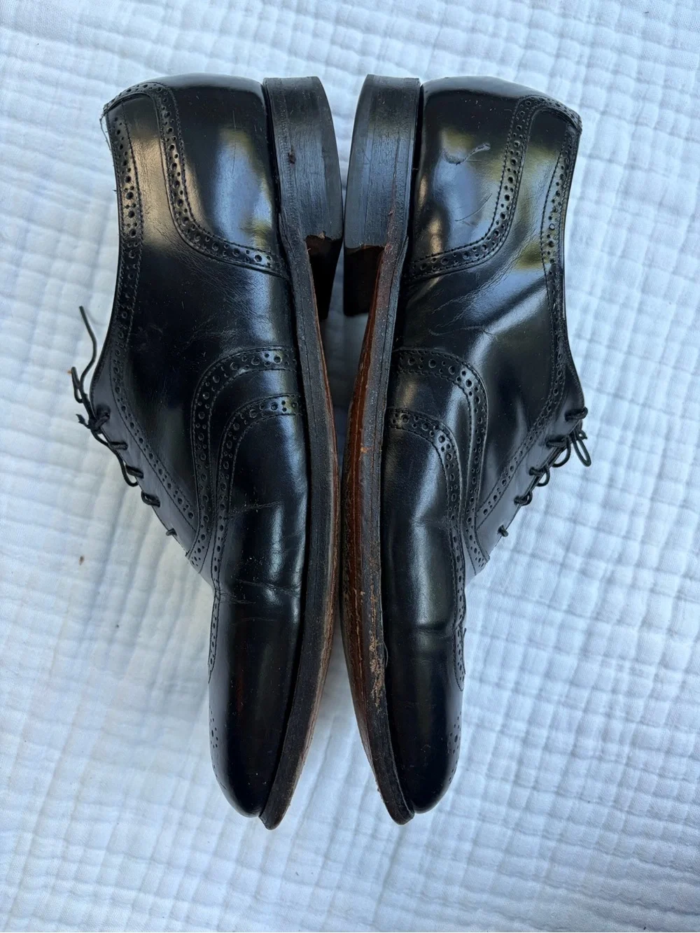 Vintage Bostonian Foot Savers Men’s 11.5 Black Leather Wingtip Oxford USA